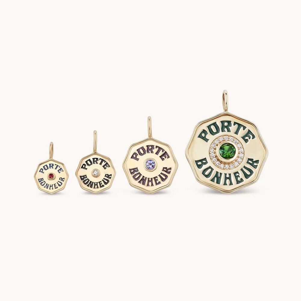 NEW Marlo Laz Wee PB Charm White Diamond 14K Gold Porte Bonheur Charm Pendant - Picture 2 of 3